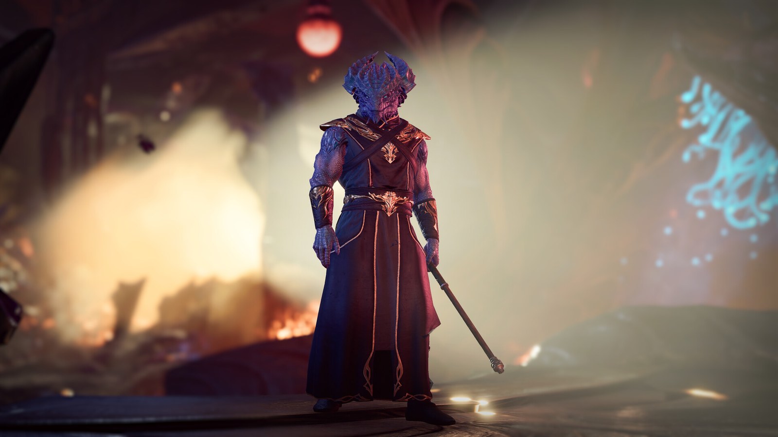 Custom Dragonborn hero in dramatic lighting