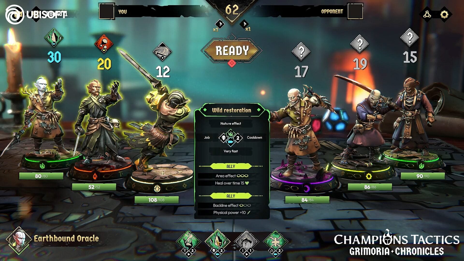 Champions Tactics 3v3 turn-based battle on a tabletop-style board