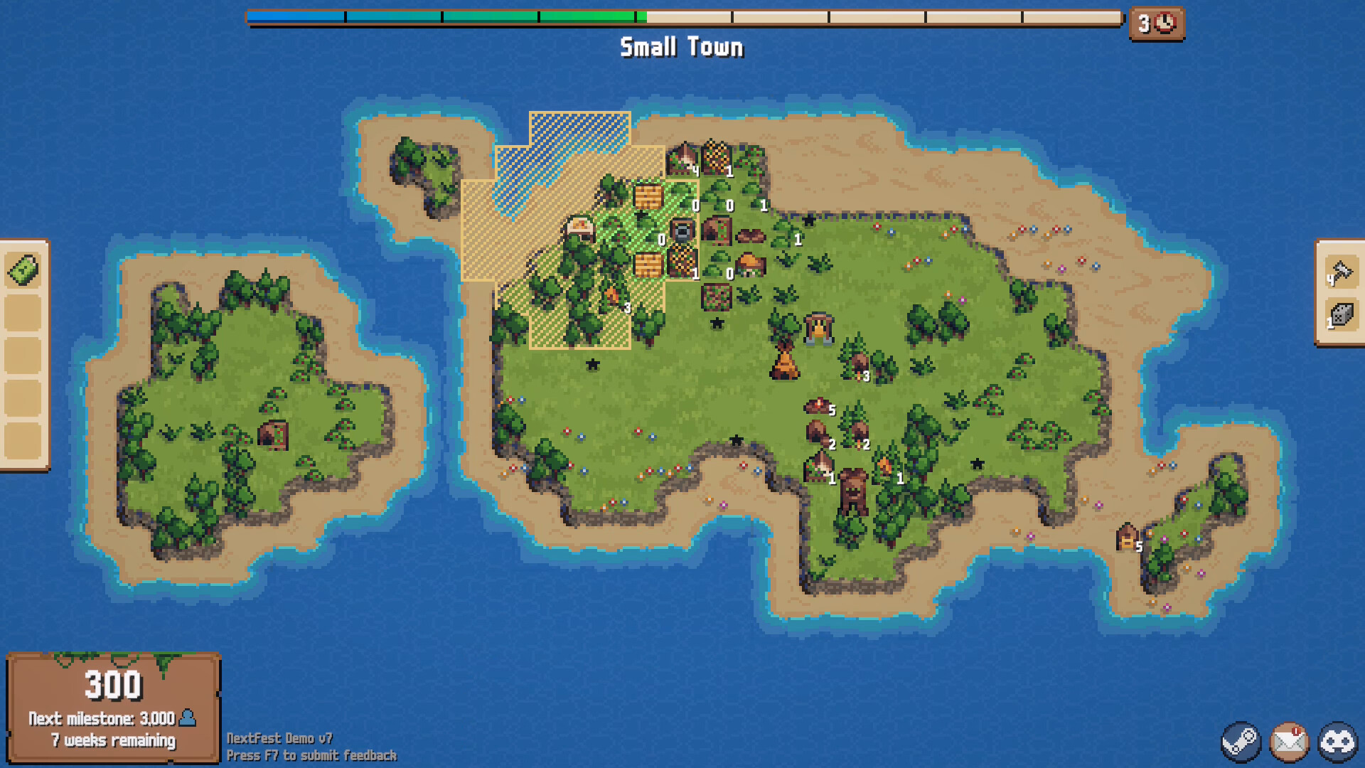 Combolands island run with week timer and population milestone
