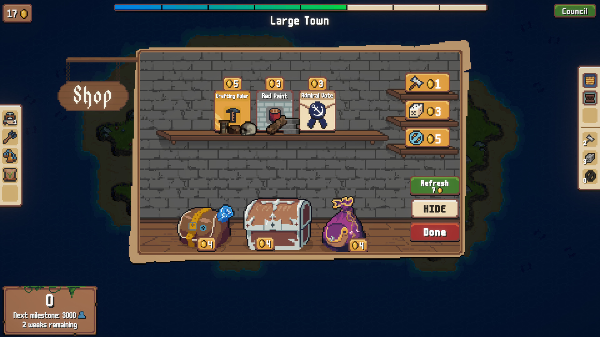 Combolands between-round shop with heirlooms and refresh