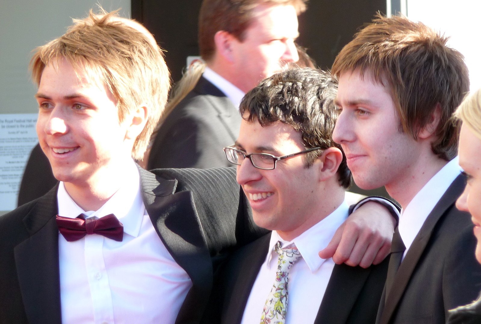 Joe Thomas, Simon Bird and James Buckley at the Royal Festival Hall BAFTAs