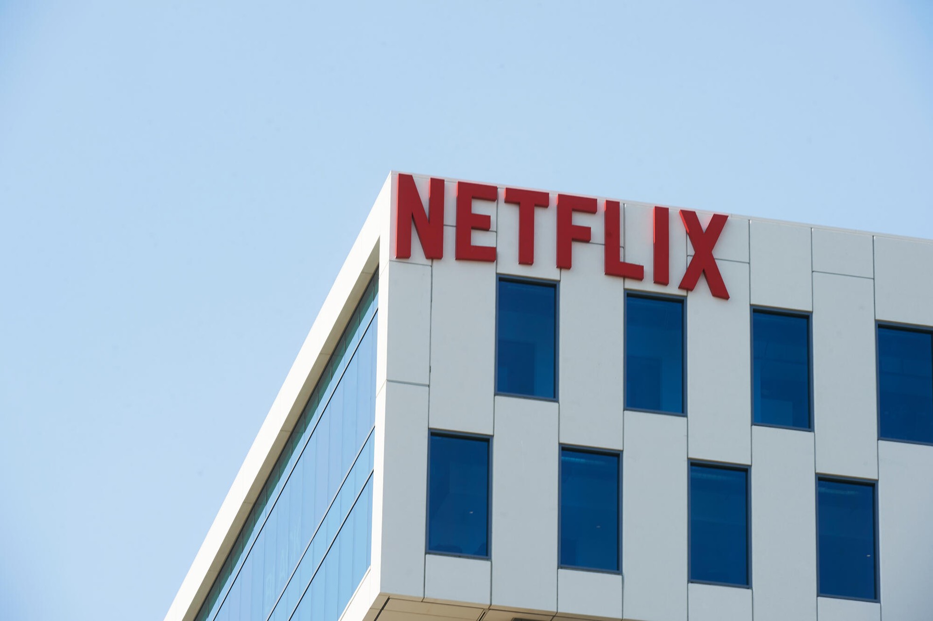 Netflix headquarters exterior with logo