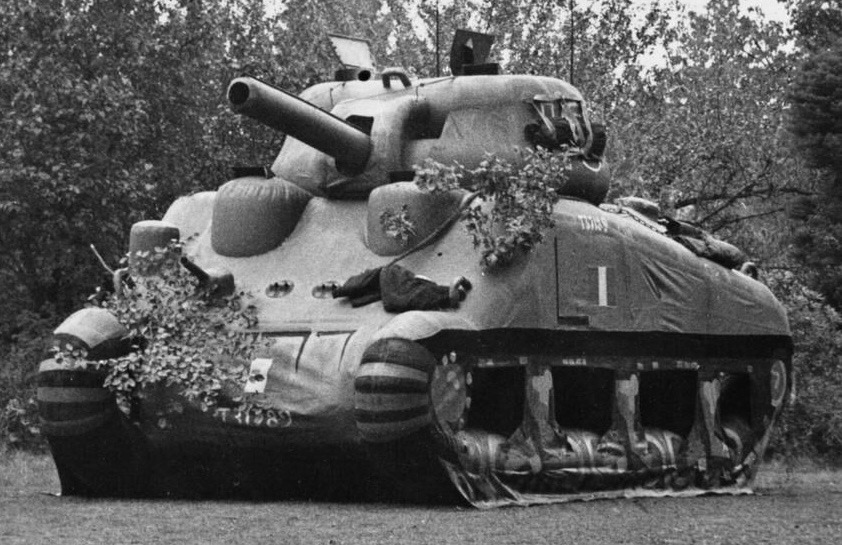 WWII inflatable dummy Sherman tank used in Allied deception