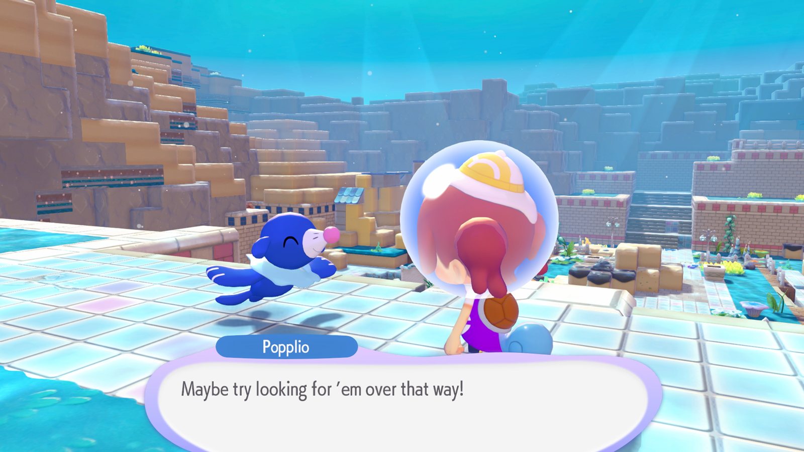 Pokémon Pokopia Bubbly Basin underwater town screenshot