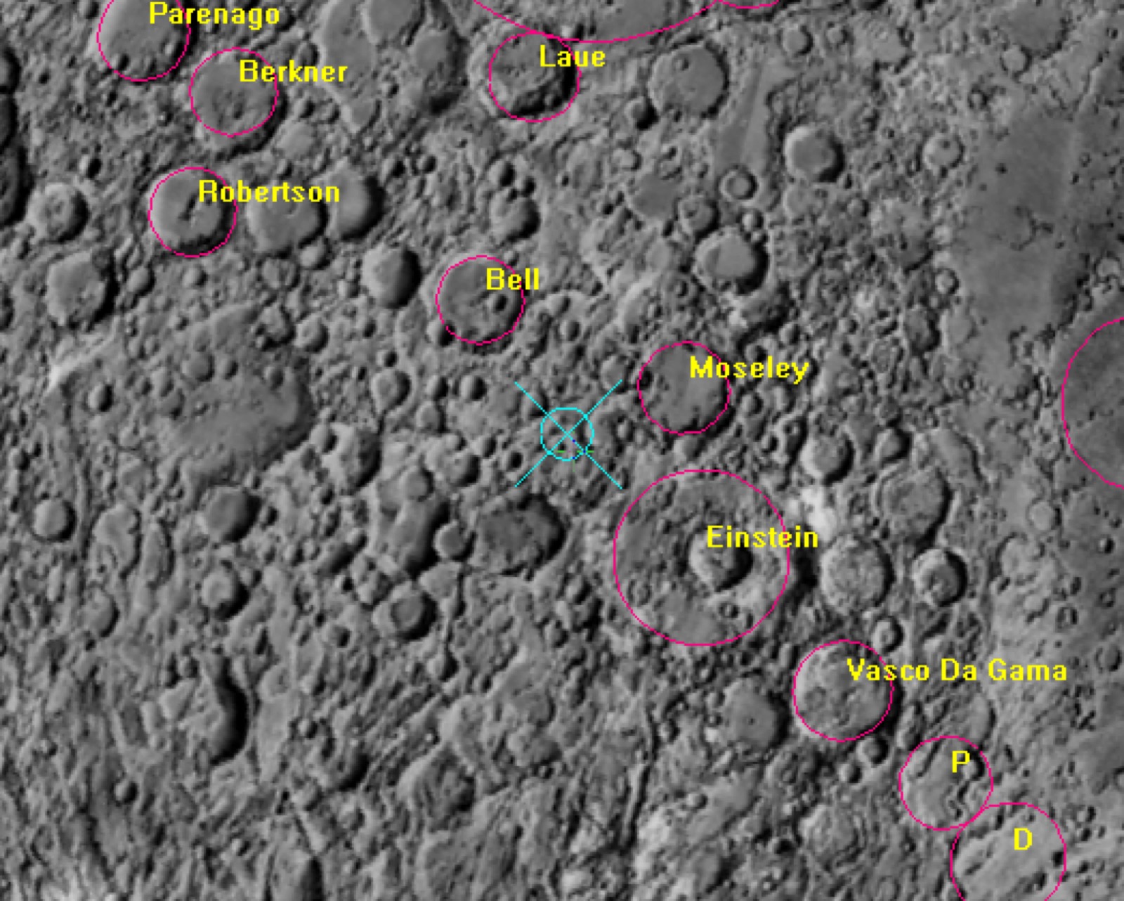 Predicted lunar impact region