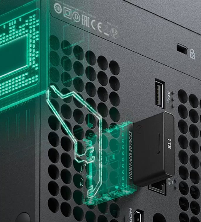 Xbox Series X rear storage expansion card detail