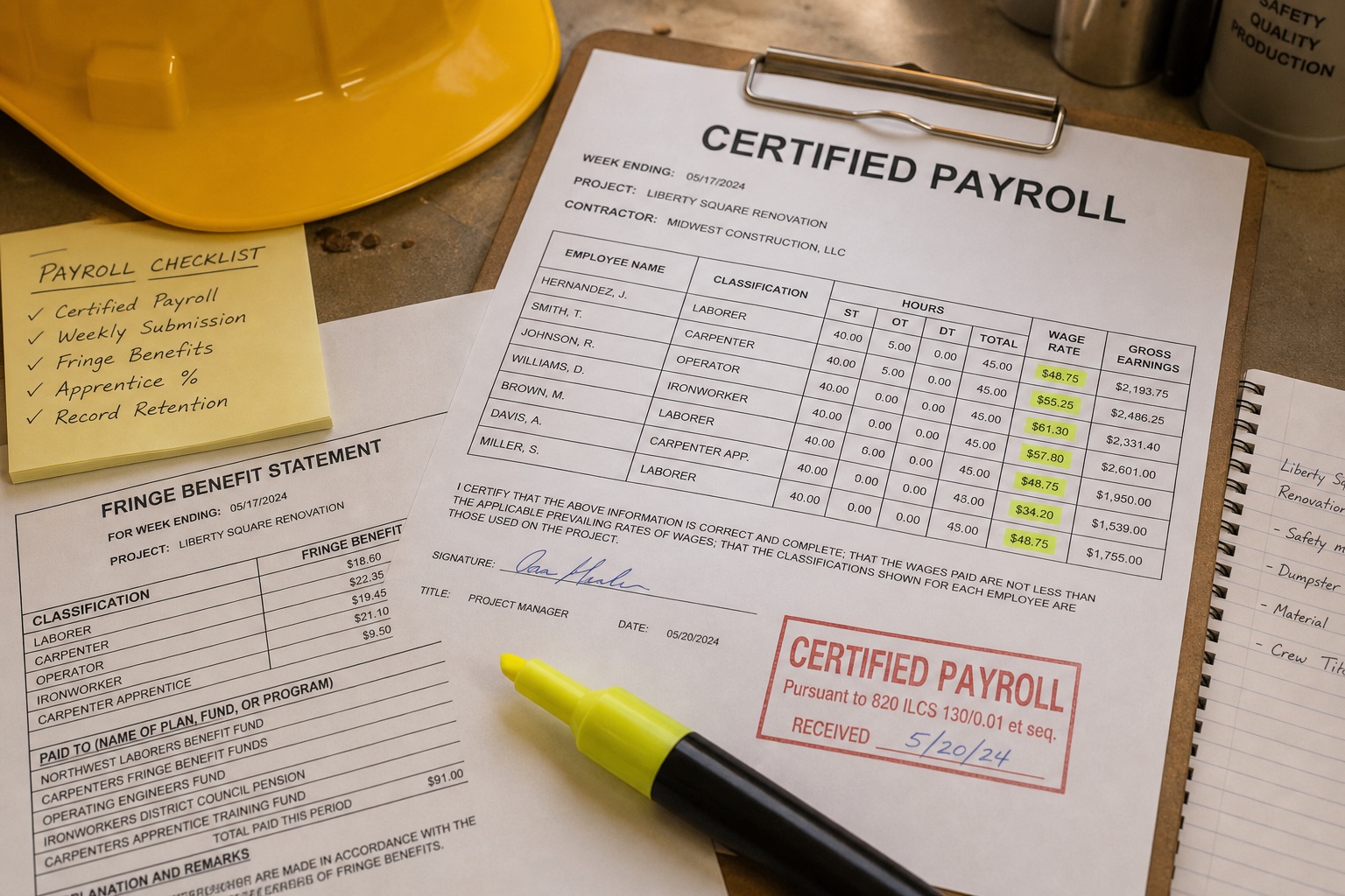 Illinois prevailing wage: fringe benefits and certified payroll mistakes