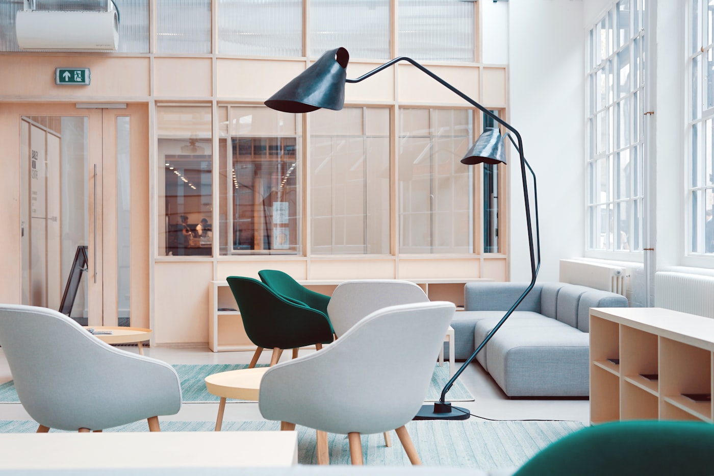 Calm office interior for focused work